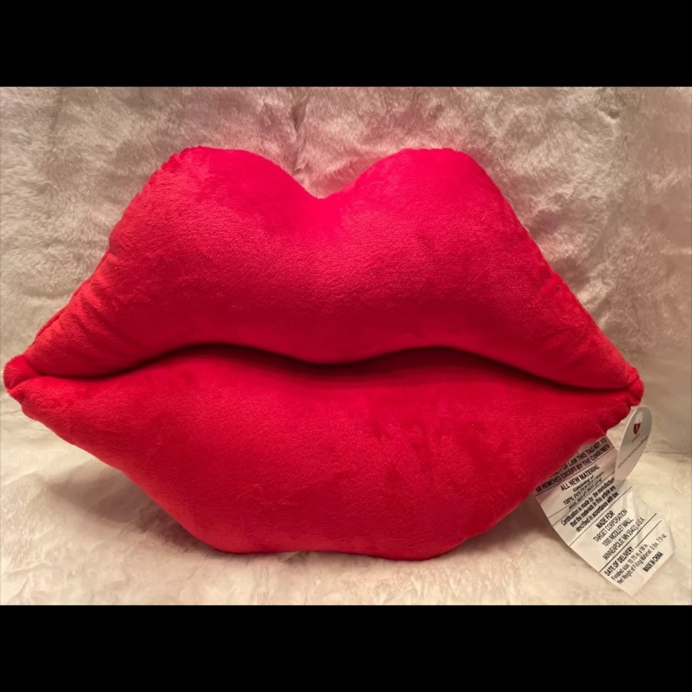 Room Essentials Lip-Shaped Red Plush Holiday Throw Pillow